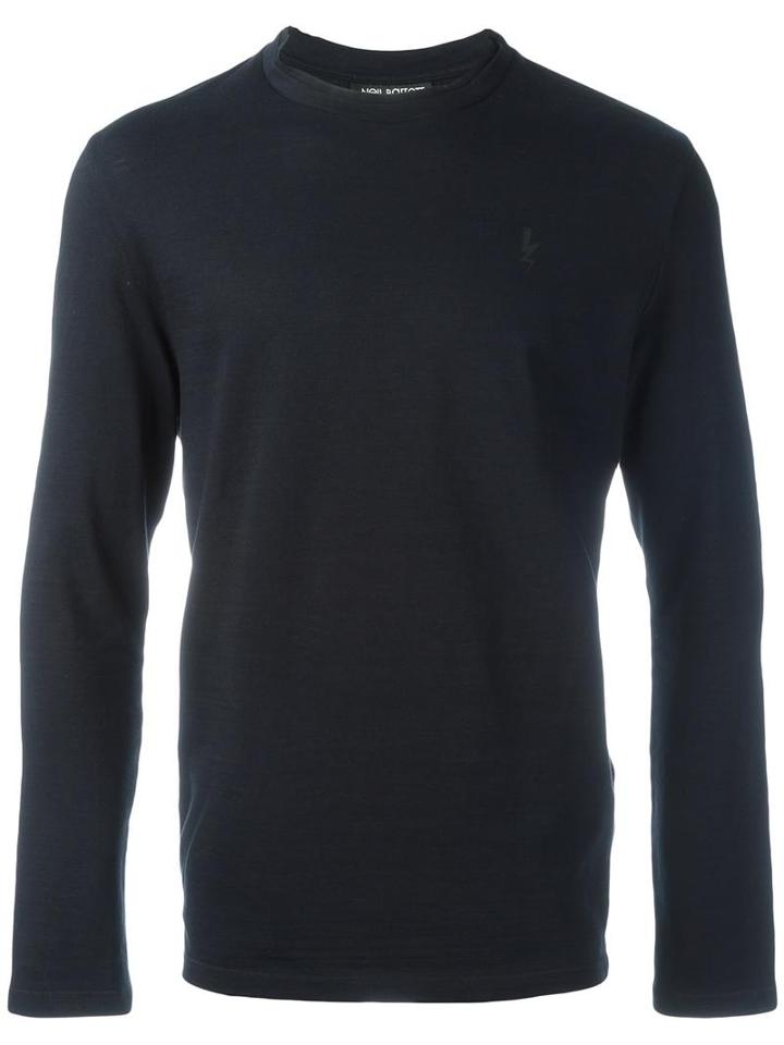 Neil Barrett Lightning Bolt Long Sleeved T-shirt, Men's, Size: Small, Blue, Cotton
