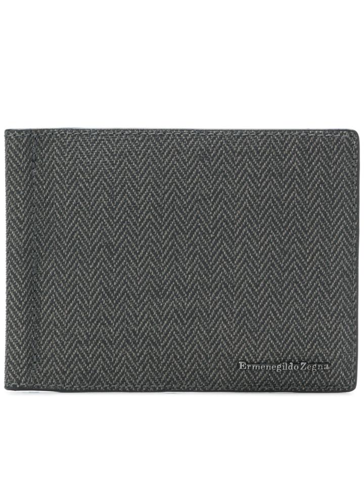 Ermenegildo Zegna Herringbone Bifold Cardholder - Black