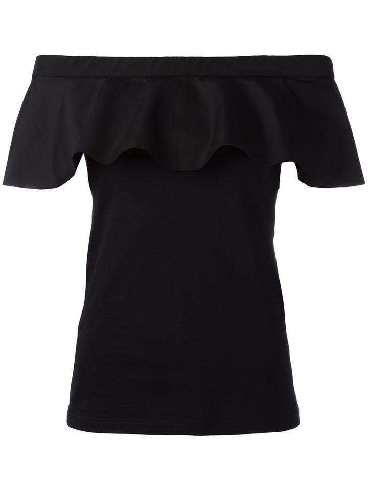 No21 Ruffled Off-shoulders Blouse, Women's, Size: 44, Black, Cotton