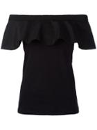 No21 Ruffled Off-shoulders Blouse, Women's, Size: 44, Black, Cotton