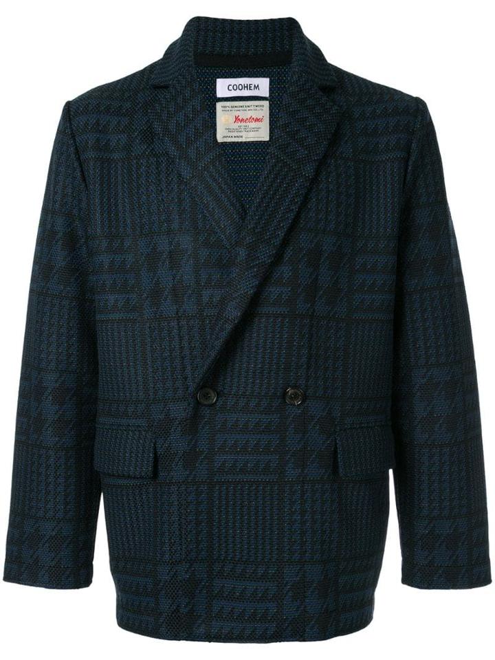 Coohem Houndstooth Blazer - Blue