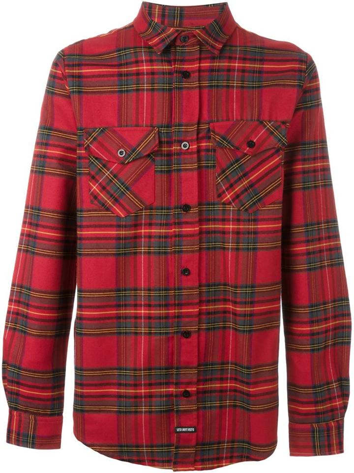 Les (art)ists 'fashion Killa' Plaid Shirt, Men's, Size: Xl, Red, Cotton/polyester