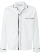 Ami Alexandre Mattiussi Piped Trim Pyjama Shirt, Men's, Size: Large, White, Cotton