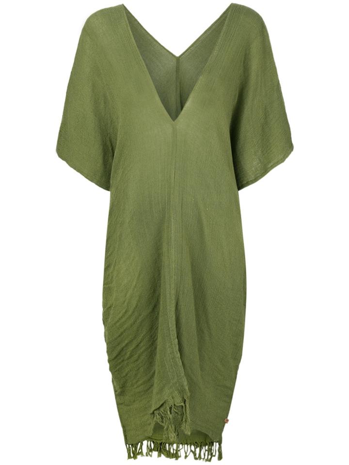Caravana V-neck Fringed Kaftan - Green