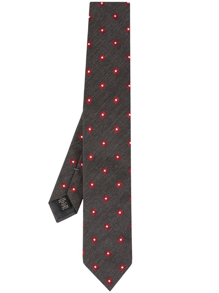 Ermenegildo Zegna Square Micro Pattern Tie - Grey