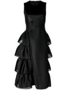 Simone Rocha Side Ruffled Midi Dress - Black