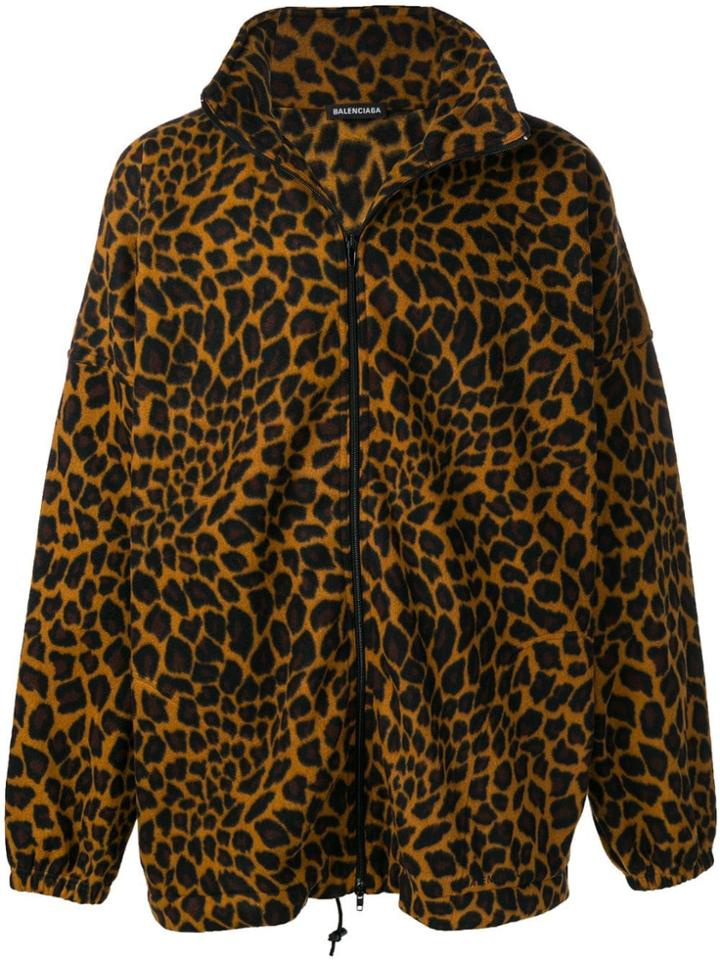 Balenciaga Oversize Zip Up Sweater - Brown
