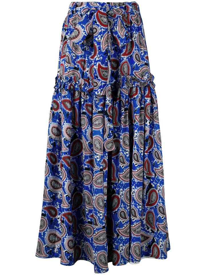 Dodo Bar Or - Paisley Print Skirt - Women - Silk - 44, Blue, Silk