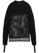 Bmuet(te) - Open Knit Panel Sweatshirt - Men - Cotton/polyester - S, Black, Cotton/polyester
