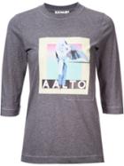Aalto Logo Print Top, Women's, Size: 34, Grey, Cotton