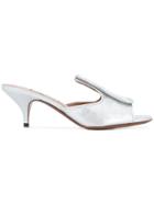 L'autre Chose Crackle Effect Mules - Metallic