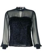 Guild Prime Sheer Fringed Blouse - Blue