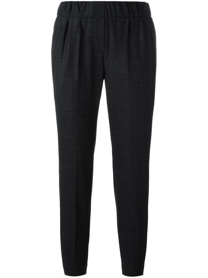 Brunello Cucinelli Cropped Trousers, Women's, Size: 42, Grey, Polyester/spandex/elastane/acetate/virgin Wool