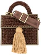 0711 Copacabana Small Woven Handbag - Brown