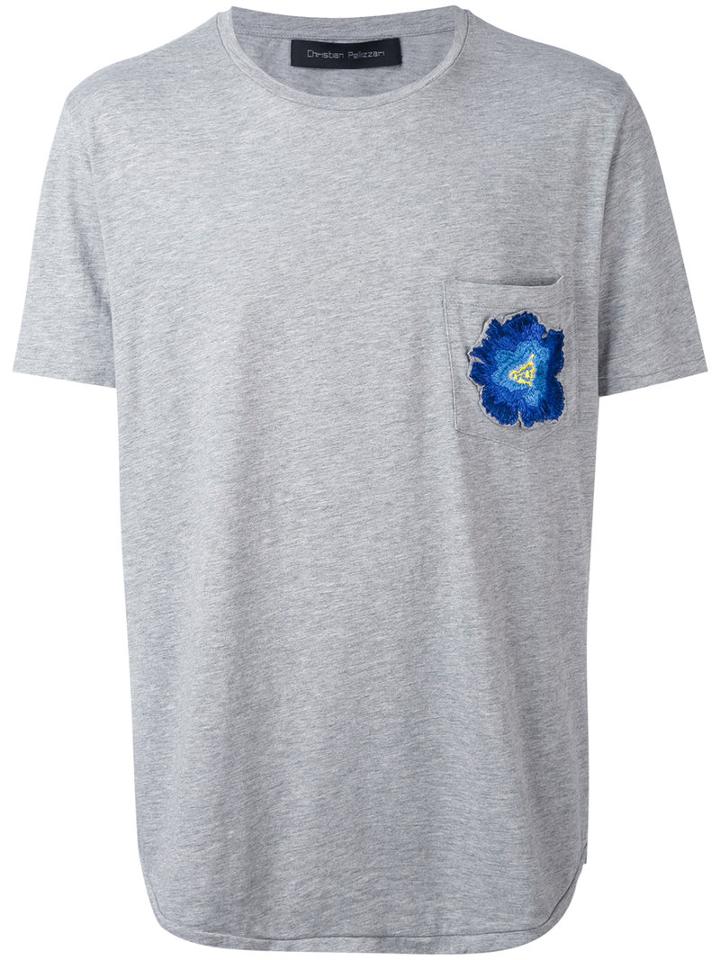Christian Pellizzari - Floral-embroidered T-shirt - Men - Cotton - M, Grey, Cotton