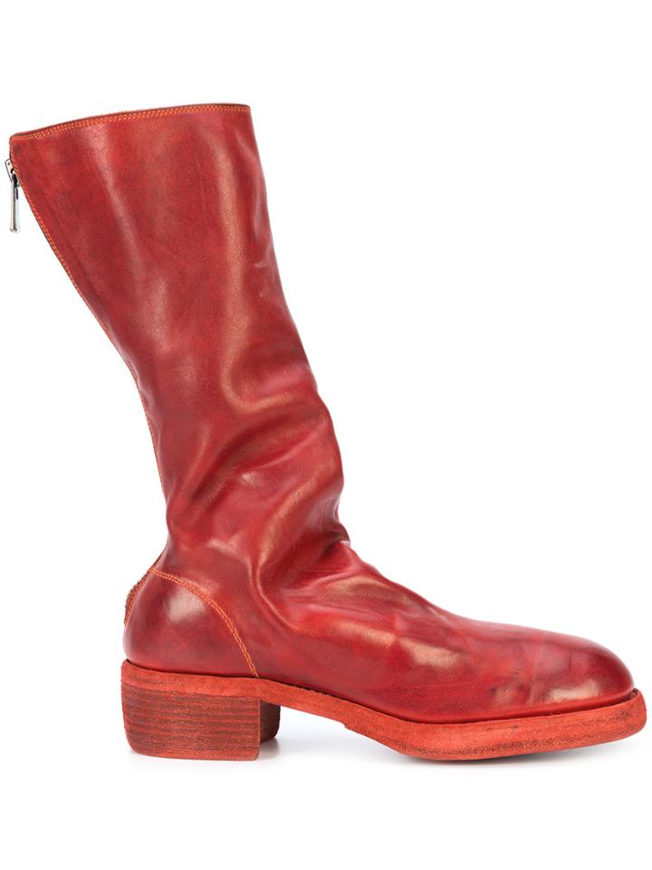 Guidi Rear-zipped Boots - Red
