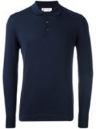Brunello Cucinelli Long Sleeve Polo Shirt, Men's, Size: 58, Blue, Cotton