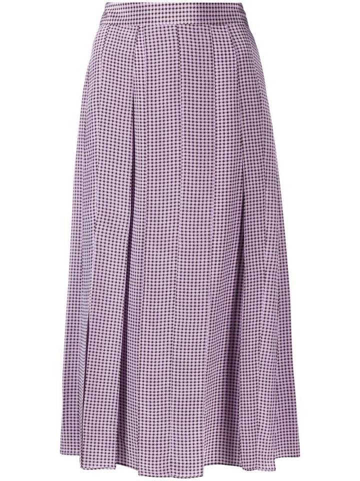 Joseph Houndstooth Pleated Skirt - Purple