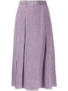 Joseph Houndstooth Pleated Skirt - Purple
