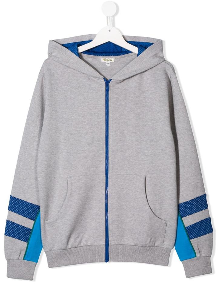 Kenzo Kids Teen Logo Print Zipped Hoodie - Grey