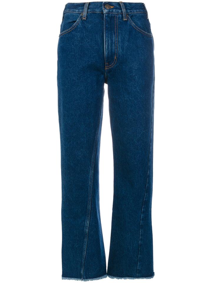 Ports 1961 Frayed Hem Bootcut Jeans - Blue