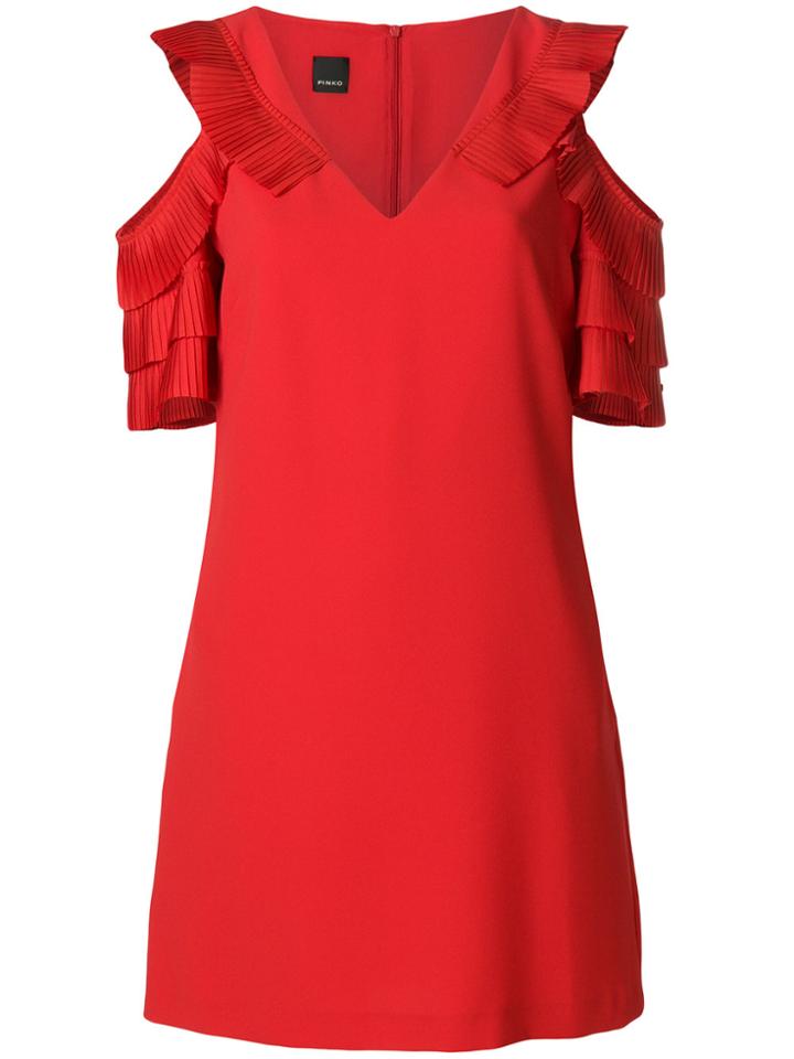 Pink Memories Cold Shoulder Dress - Red