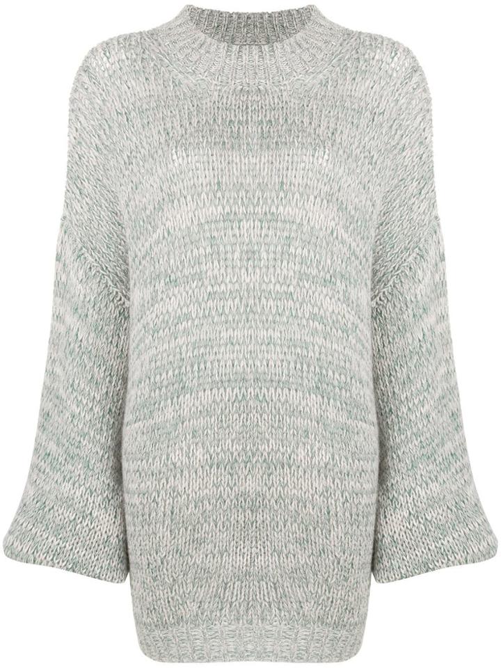 Fine Edge Oversized Knit Sweater - Grey