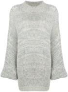 Fine Edge Oversized Knit Sweater - Grey