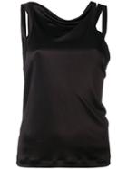 Atlein - Asymmetric Neck Tank Top - Women - Viscose - 40, Black, Viscose