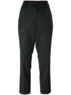 Dondup Pinstripe Cropped Trousers, Women's, Size: 42, Grey, Spandex/elastane/acetate/viscose/virgin Wool