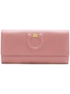 Salvatore Ferragamo Elongated Design Front Logo Purse - Pink & Purple