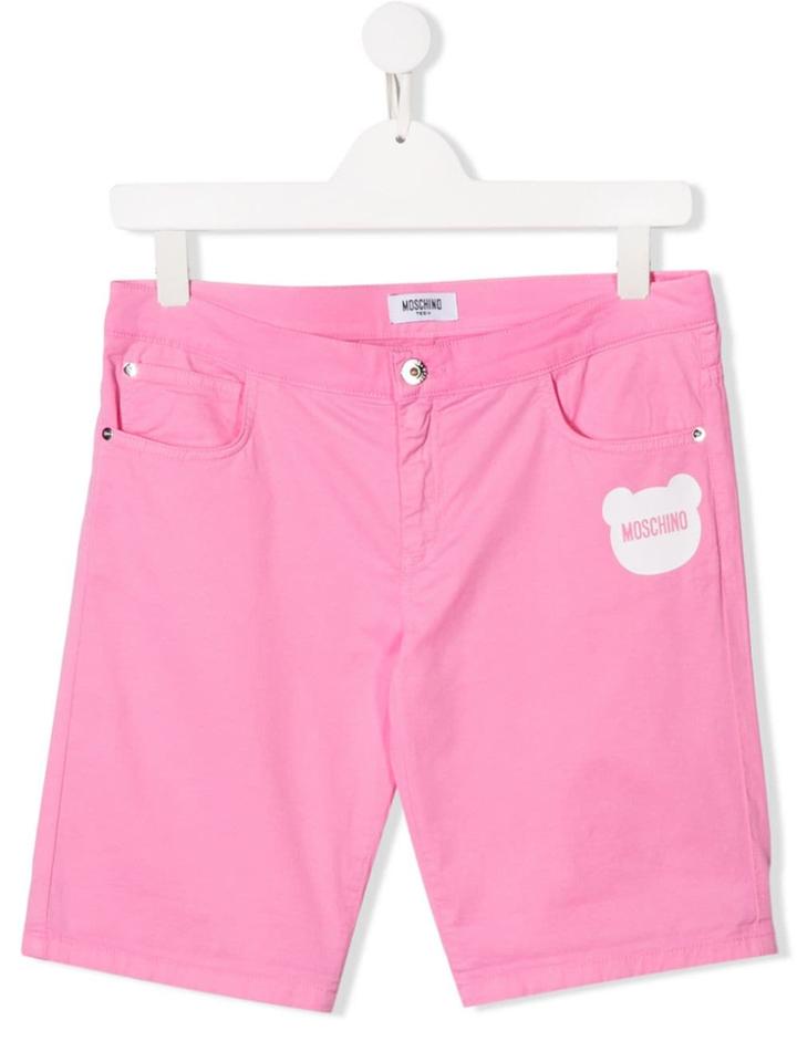 Moschino Kids Logo Patch Shorts - Pink