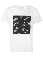 Saint Laurent Music Note Printed T-shirt, Men's, Size: Small, Grey, Cotton