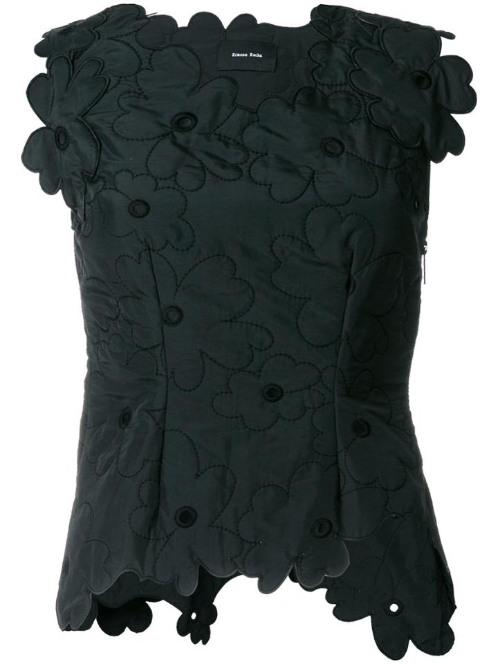Simone Rocha Quilted Floral Top - Black