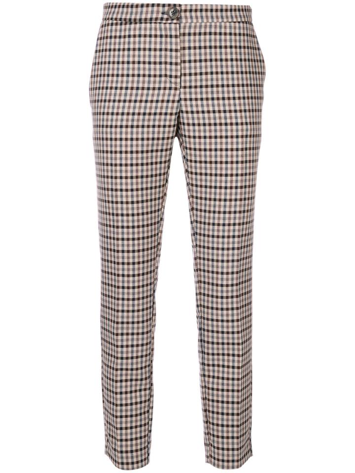 Erika Cavallini Checked Cropped Trousers - Nude & Neutrals