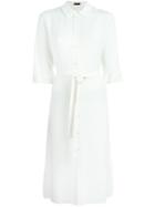 Joseph Belted Shirt Dress, Women's, Size: 36, White, Silk