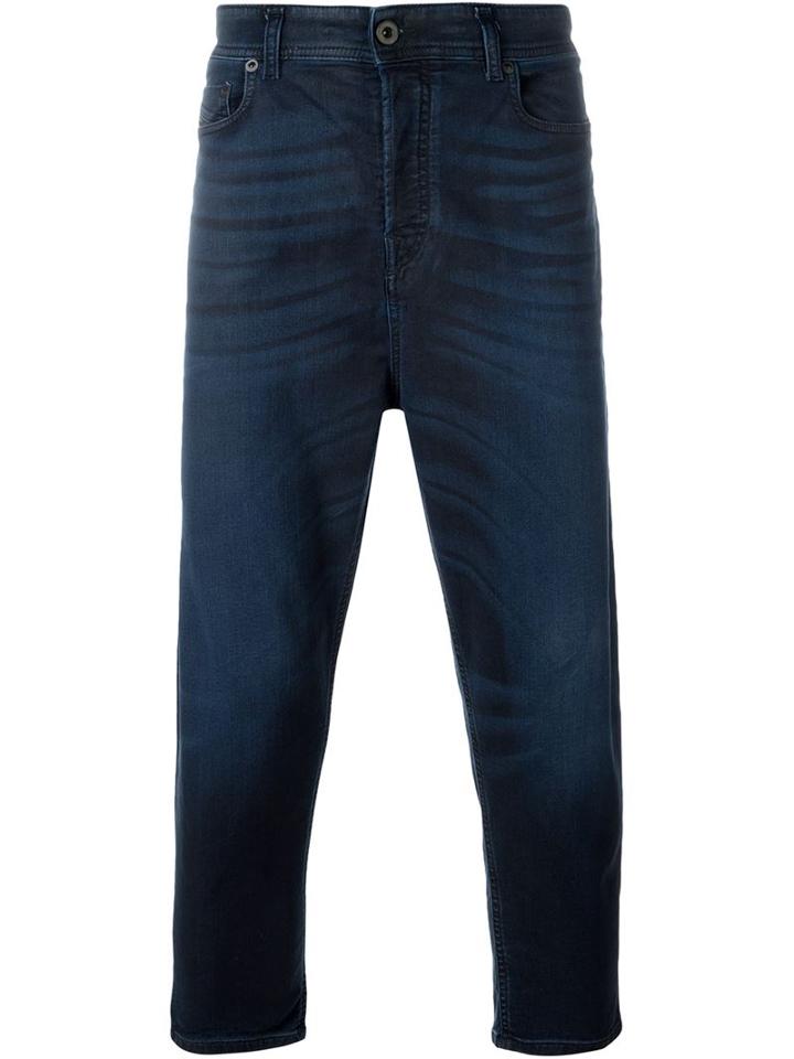 Diesel Black Gold Cropped Jeans, Men's, Size: 32, Blue, Cotton/polyester/spandex/elastane