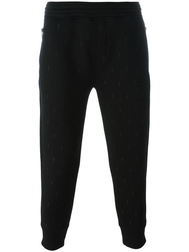 Neil Barrett Tapered Lightning Track Pants, Men's, Size: Large, Black, Cotton/lyocell/viscose/polyurethane