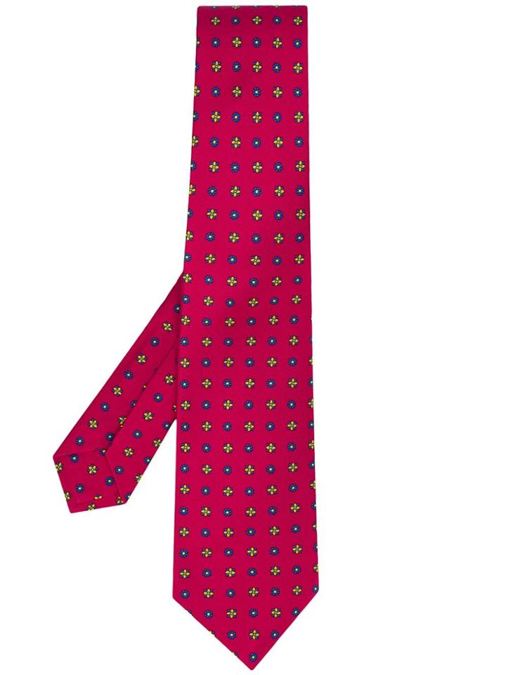 Kiton Micro Floral Print Tie - Red