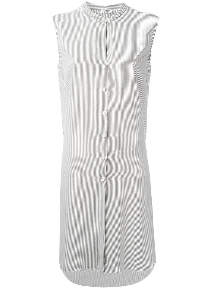 Brunello Cucinelli - Striped Shirt Dress - Women - Silk - Xl, Green, Silk
