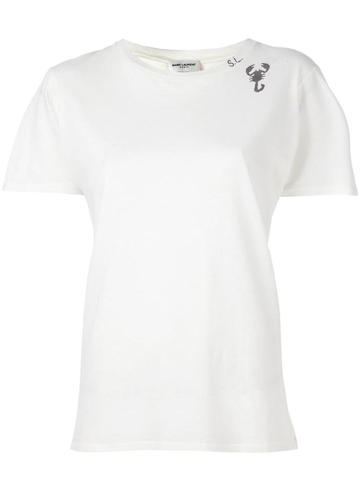 Saint Laurent Zodiac Print T-shirt, Women's, Size: Xs, White, Cotton