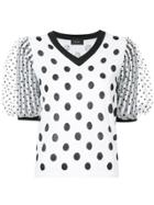 G.v.g.v. Flocked Tulle Panelled Top - White