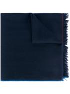 Loro Piana Contrast Trim Scarf, Men's, Blue, Cashmere
