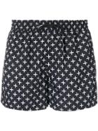 Nos Beachwear Cross Print Swim Shorts - Black