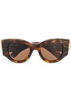 Balenciaga Eyewear Logo Cat Sunglasses - Brown