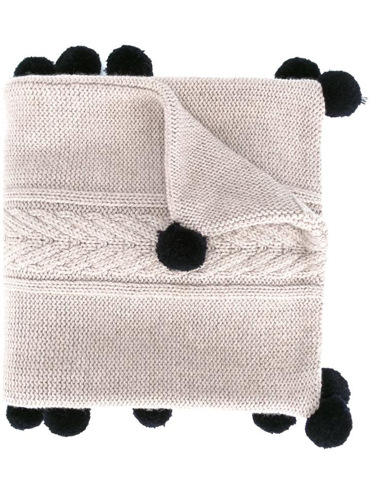 Chinti And Parker Aran Pom Pom Scarf