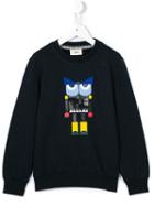 Fendi Kids Monster Print Cotton Sweatshirt, Boy's, Size: 9 Yrs, Blue