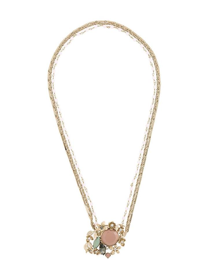 Red Valentino Floral Motif Necklace, Women's, Metallic