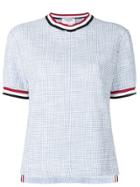 Thom Browne Textured Tweed Ribbed Cuff Tee - Blue