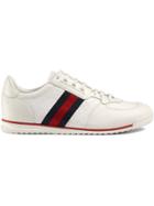 Gucci Leather Sneakers With Web - White